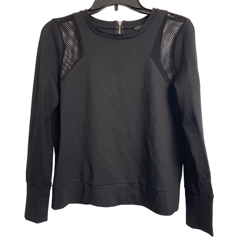 Banana Republic Black Mesh Minimalist  Grunge Back‎ Zip  Long Sleeve Top Small